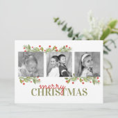 Pinecone Holly Carte photo de Noël Multi Photo (Debout devant)