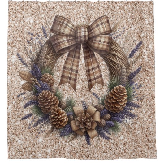 Pinecone Krans Douchegordijn (Voorkant)