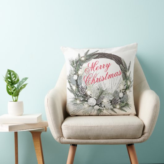 “Pinecone Krans” Kerst Kussen (Stoel)