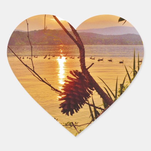 Pinecone Lake sunset Hart Sticker (Voorkant)