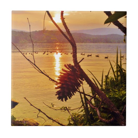 Pinecone Lake sunset Tegeltje (Voorkant)