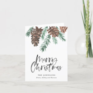 Pinecone Merry Kerstmis Kaart van het Manuscript v
