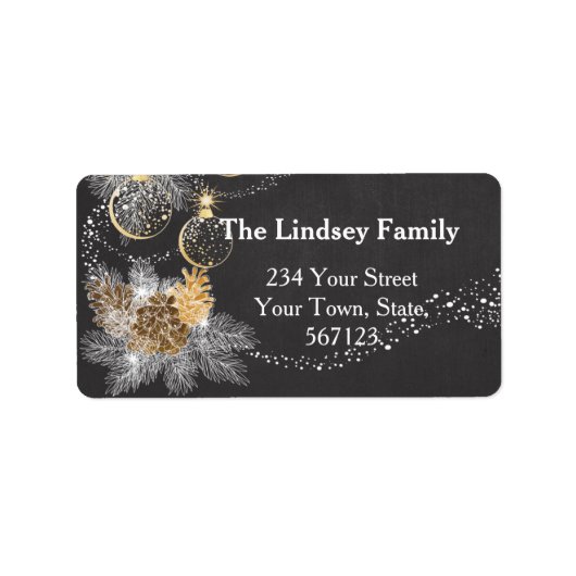 Pinecone Ornaments Chalkboard kerst Etiket (Voorkant)