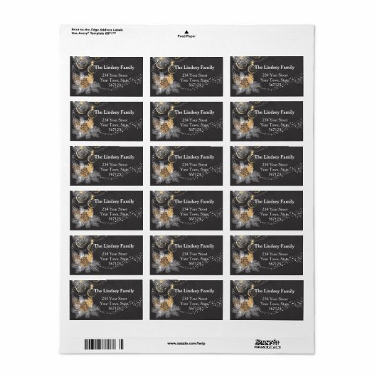 Pinecone Ornaments Chalkboard kerst Etiket (Full Sheet)