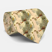 Pinecone Pine Tree  Botanisch afdrukken Stropdas (Opgerold)