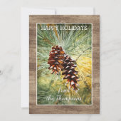 Pinecone Pine Tree Needles Greenery Waterverf Feestdagenkaart (Voorkant)