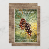 Pinecone Pine Tree Needles Greenery Waterverf Feestdagenkaart (Voorkant / Achterkant)
