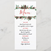Pinecone Red Berry Kerstmis Modern Wedding Menu (Voorkant)