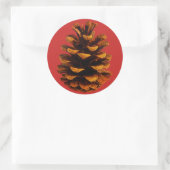 Pinecone rustieke natuur bruin rood ronde sticker (Tas)