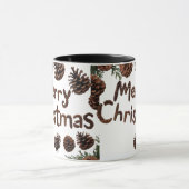 Pinecone rustique Joyeux Noël Combo Mug (Centre)