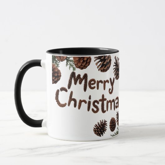 Pinecone rustique Joyeux Noël Combo Mug (Gauche)