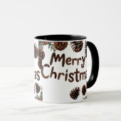 Pinecone rustique Joyeux Noël Combo Mug (Devant droit)