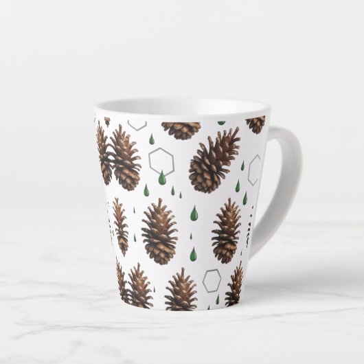 Pinecone rustique Petite Mug latte | Vacances Wood (Angle droit)