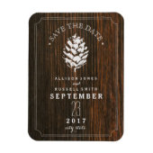 Pinecone Schuur Hout Save the Date Magneet (Verticaal)