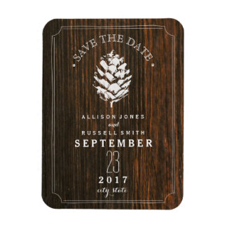 Pinecone Schuur Hout Save the Date Magneet