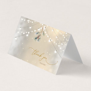 Pinecone String Lights Winter Bedankt Card Visitekaartjes