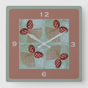 Pinecone vierkante wandklok klok
