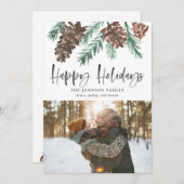 Pinecone Waterverf voor kerstmis Prettige feestdag Feestdagenkaart (Voorkant / Achterkant)