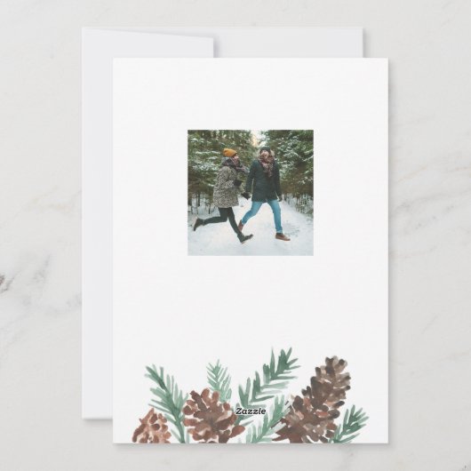 Pinecone Waterverf voor kerstmis Prettige feestdag Feestdagenkaart (Achterkant)