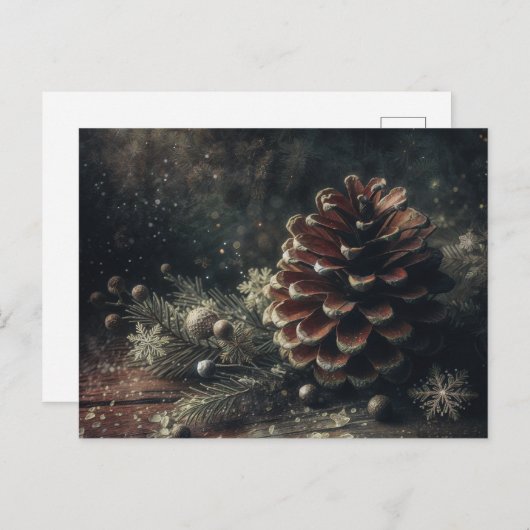 Pinecone Winter Art Briefkaart (Voorkant / Achterkant)