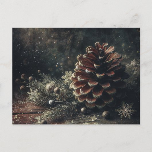 Pinecone Winter Art Briefkaart (Voorkant)