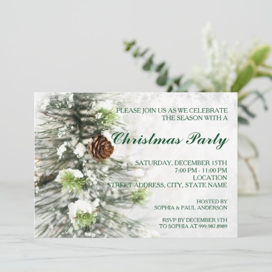 Pinecones à la fête de Noël des neiges Invitation (Debout devant)