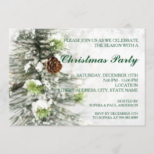 Pinecones à la fête de Noël des neiges Invitation