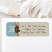 Pinecones en Burlap Blue Winter Etiket (Insitu)