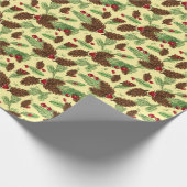 Pinecones en Holly Berries Cadeaupapier (Hoek)