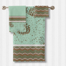 Pinecones en noodlijdende Chevron Stripes Cabin Bad Handdoek