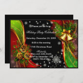 Pinecones Et Cloches Fête De Noël Invitation (Devant / Derrière)