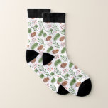 Pinecones et motif de Noël de feuillage d'hiver<br><div class="desc">Illustration moderne fraîche d'aquarelles,  motif de Noël avec des pinecones et motif de feuillage d'hiver.</div>