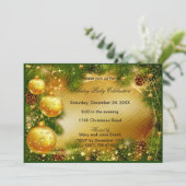 Pinecones Gouden Kerstversiering Kerstfeest Uitnod Kaart (Staand voorkant)