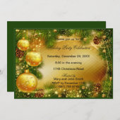 Pinecones Gouden Kerstversiering Kerstfeest Uitnod Kaart (Voorkant / Achterkant)