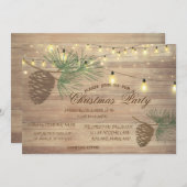 Pinecones, Hout, String Lights kerst Kaart (Voorkant / Achterkant)