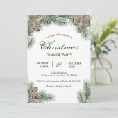 Pinecones Kerstdiner Uitnodiging (Staand voorkant)