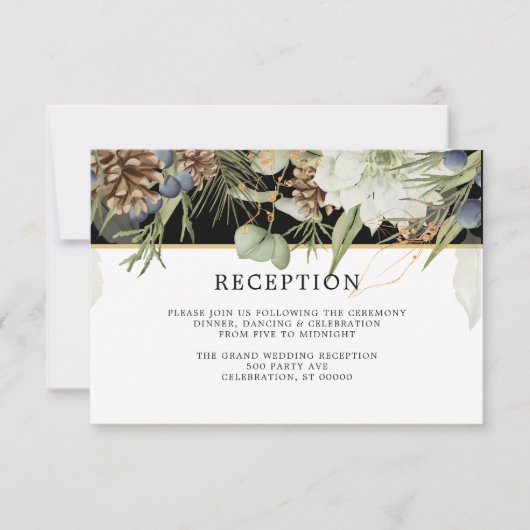 Pinecones rustiques | Carte de réception de mariag (Devant)