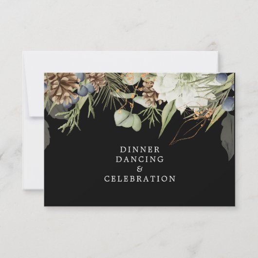 Pinecones rustiques | Carte de réception de mariag (Dos)