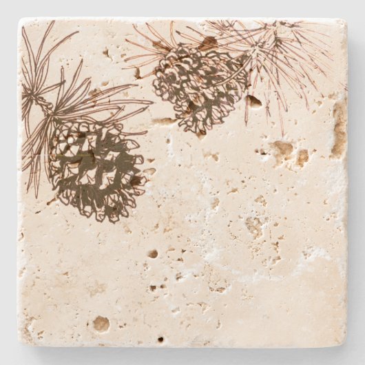 Pinecones Stone Coaster Stenen Onderzetter (Voorkant)