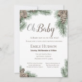 Pinecones Winter Uitnodiging - Baby shower (Voorkant)