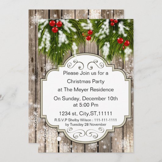 pinède d'hiver Fête de vacances Invitation (Devant / Derrière)