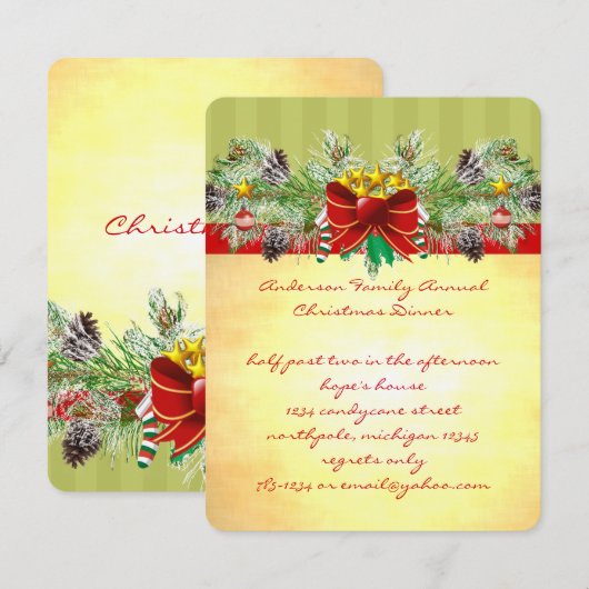 Pinery Noël Dîner Invitation Invitations de la fêt (Devant / Derrière)