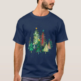 Pines and spruces forest Christmas trees decoratio T-shirt