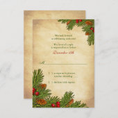 Pines Boughs Fête Mariage d'hiver Carte RSVP (Devant / Derrière)