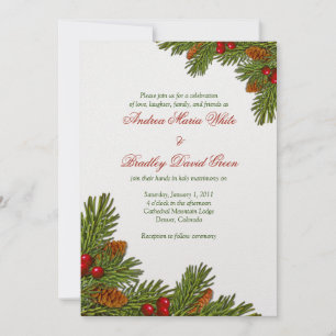 Pines Boughs Xmas Winter Wedding Invitation Kaart