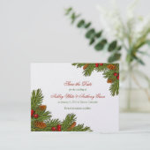Pines Boughs Xmas Winter Wedding Save the Date (Staand voorkant)