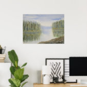 Pines Lake Waterverf Landscape Poster (Thuiskantoor)