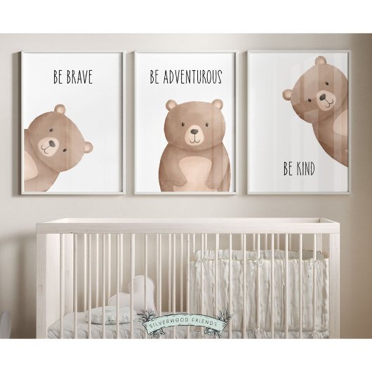 Ping Bear Nursery Prinsery Set de 3 Affirmations