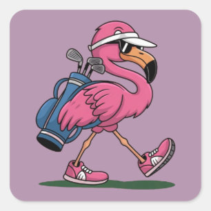 Ping Flamingo Golf Zonnebril Golf Liefhebber Vierkante Sticker