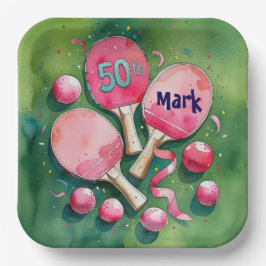 Ping pong 50e verjaardag met nummer 50 papieren bordje
